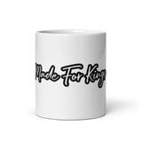 Made For Kings Script Logo White glossy mug
